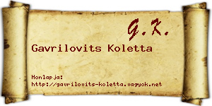 Gavrilovits Koletta névjegykártya